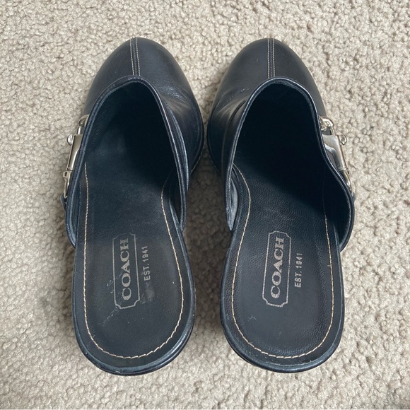 COACH Karsen Black Leather Mules/Clogs - Picture 5 of 12
